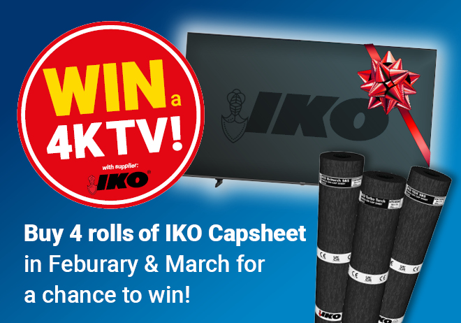 Win a 65” 4K Smart TV When You Buy IKO TGX® Torch-On SBS Capsheet!